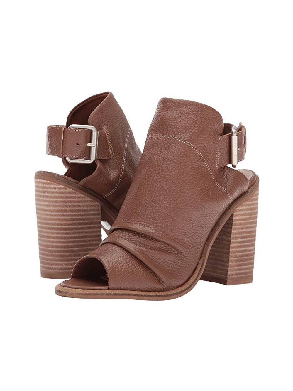 Kelsi Dagger | Brooklyn's Metro Light Brown Leather Block Heel Peep Toe Shooties